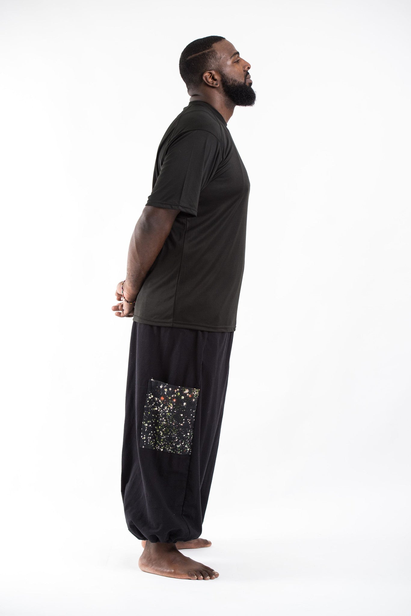 Plus Size Cotton Men Unisex Pants in Black