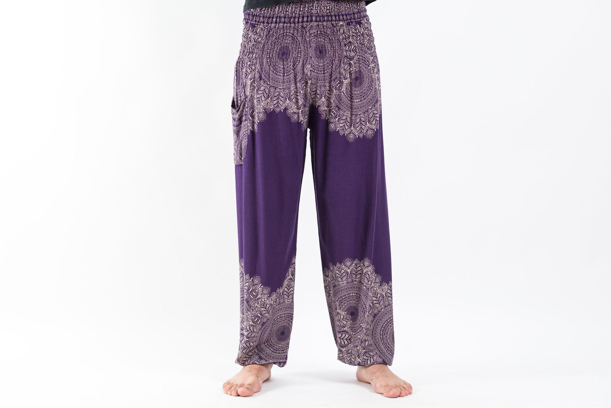Floral Mandalas Men's Harem Pants in Purple