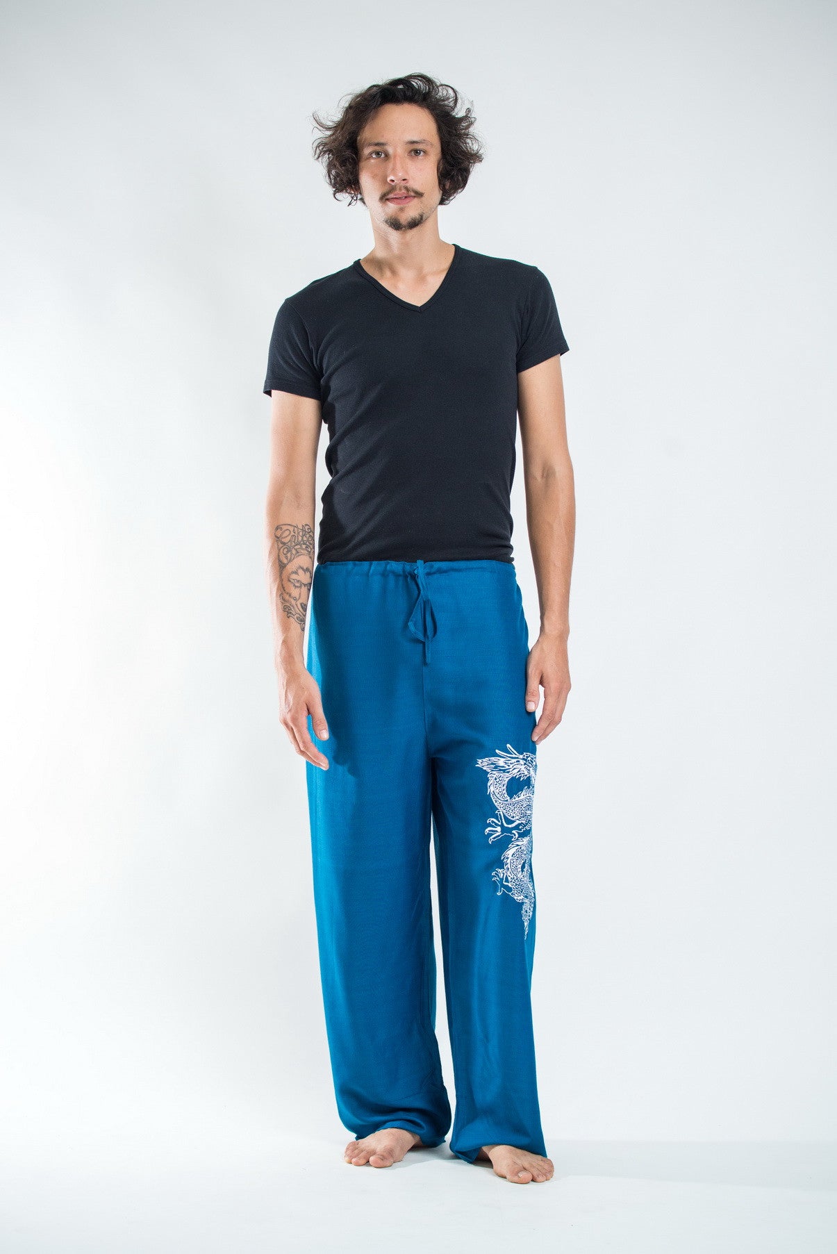 The Dragon Men's Thai Yoga Pants in Turquoise