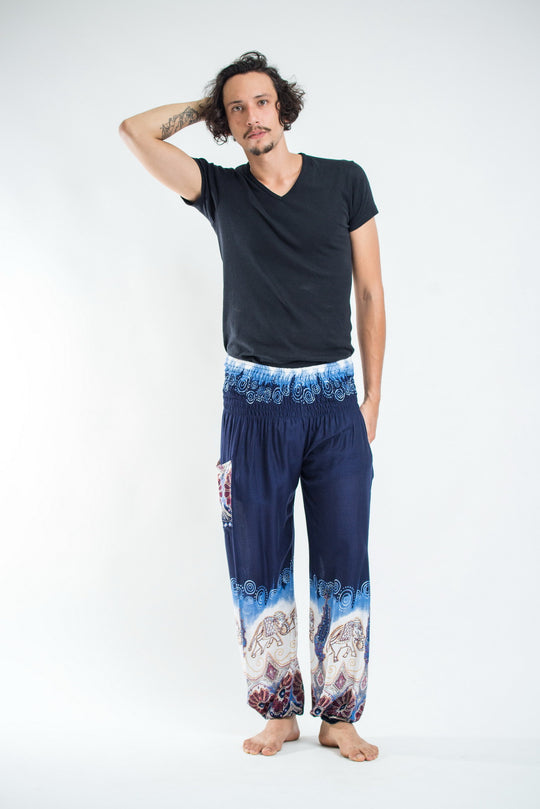 Solid Top Elephant Men's Elephant Pants in Blue