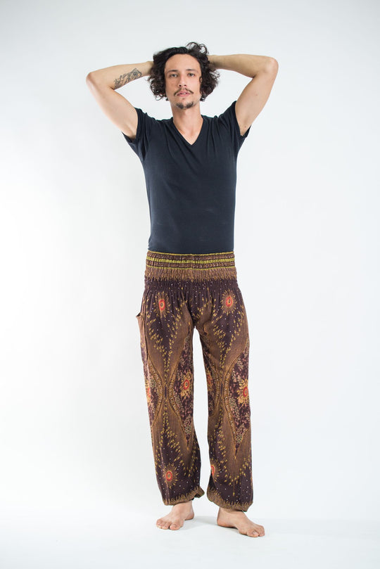 Peacock Eye Men's Harem Pants in Brown