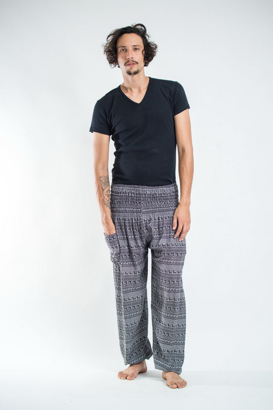 Aztec Stripes Men's Harem Pants in Gray