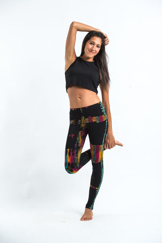 Patch Dye Tie Dye Cotton Leggings in Festival Black