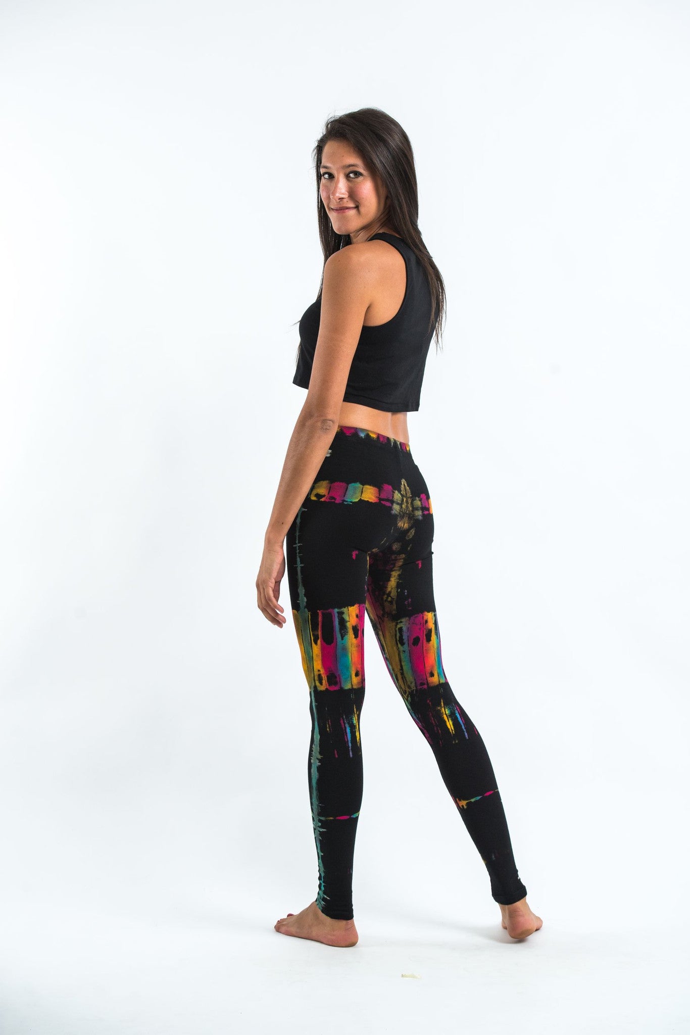 Patch Dye Tie Dye Cotton Leggings in Festival Black