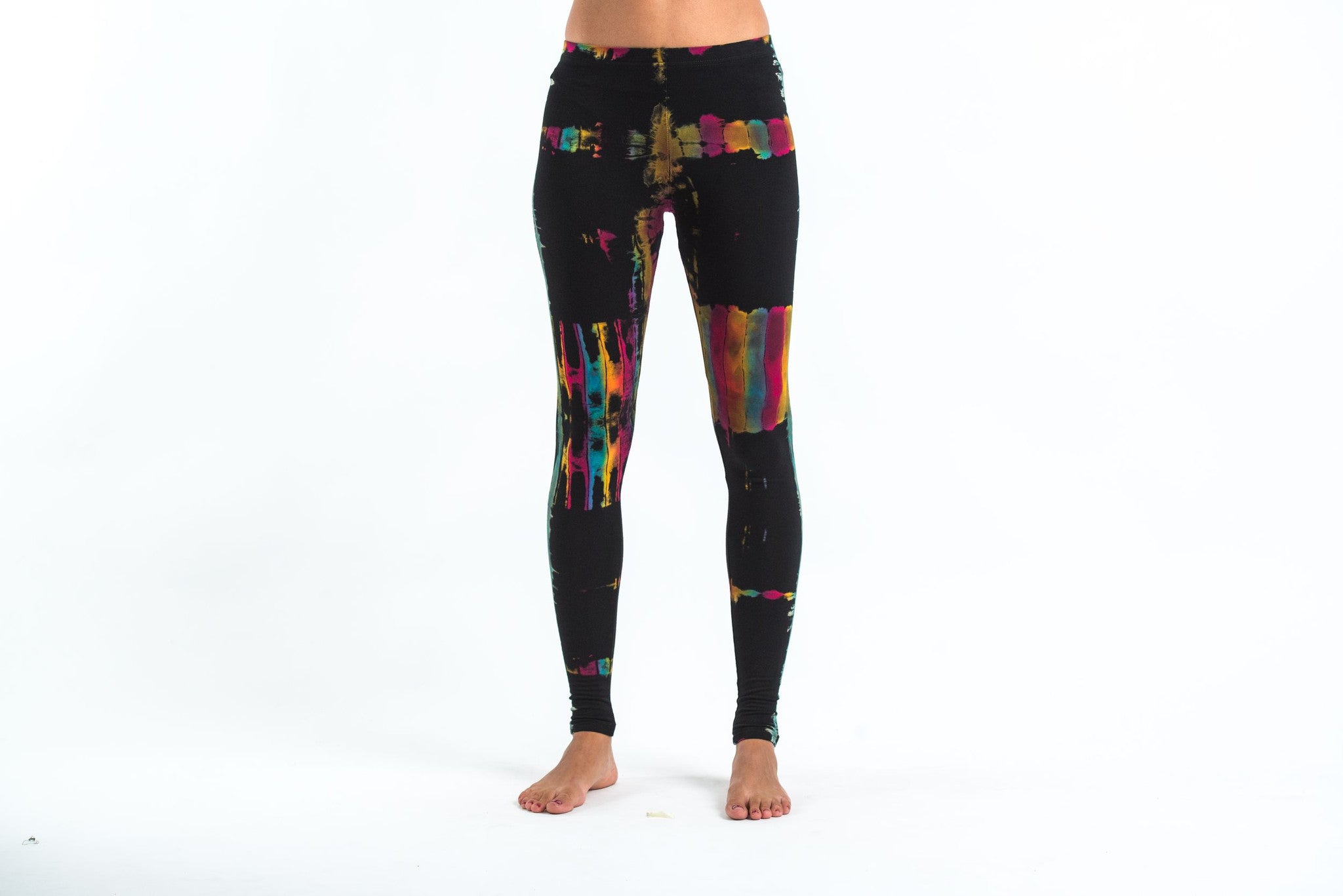 Patch Dye Tie Dye Cotton Leggings in Festival Black