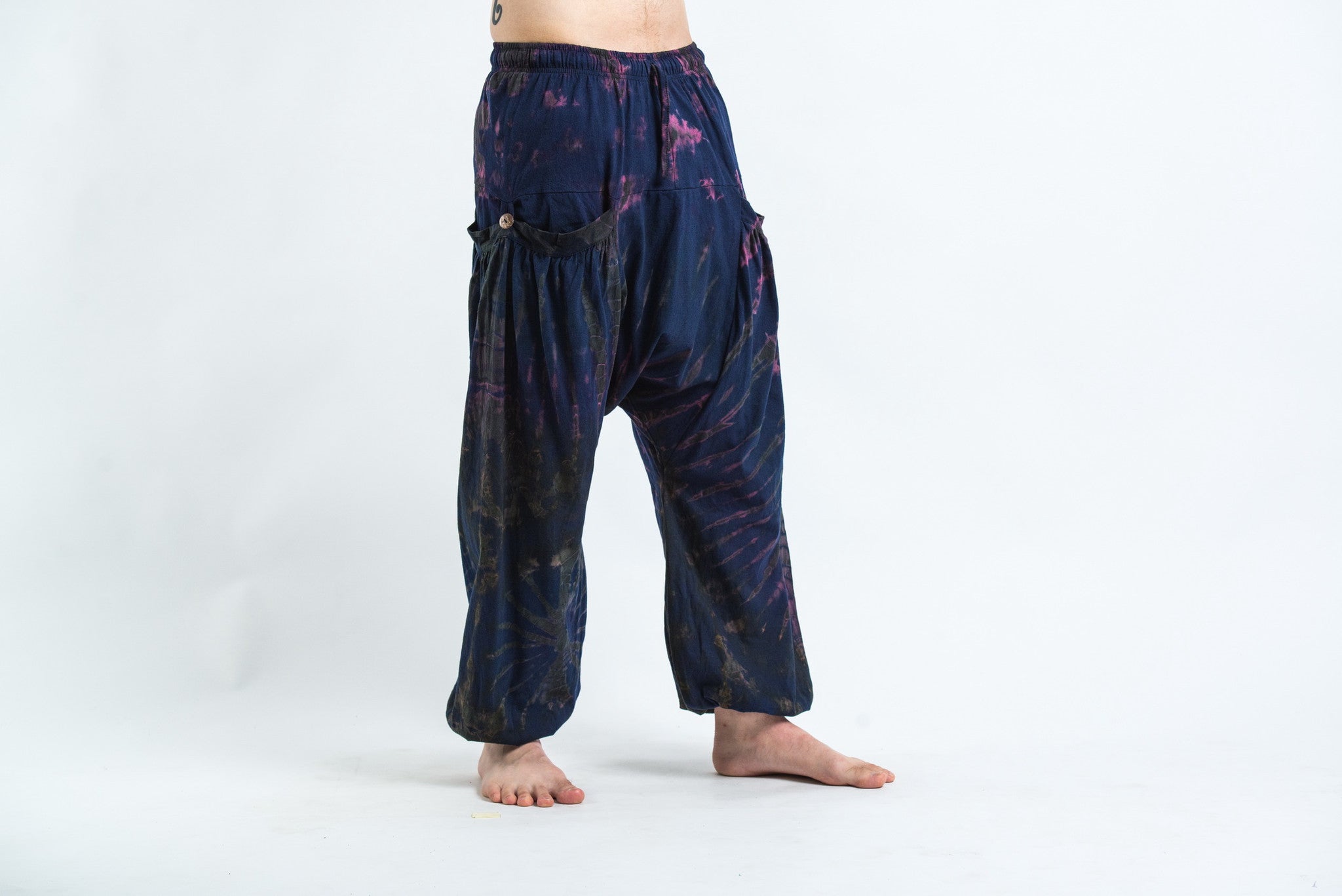 Tie Dye Cotton Men Harem Pants in Navy