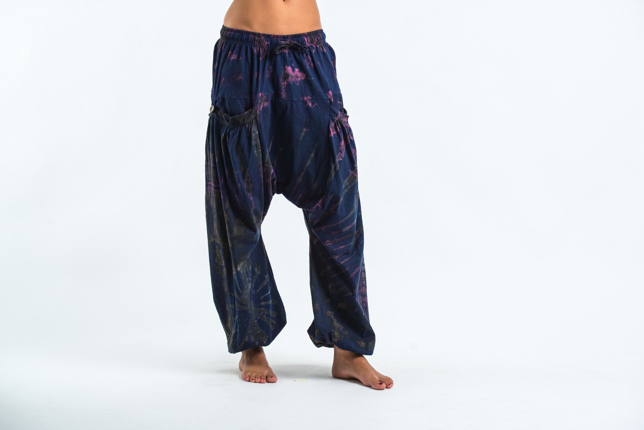 Tie Dye Cotton Women Harem Pants in Navy