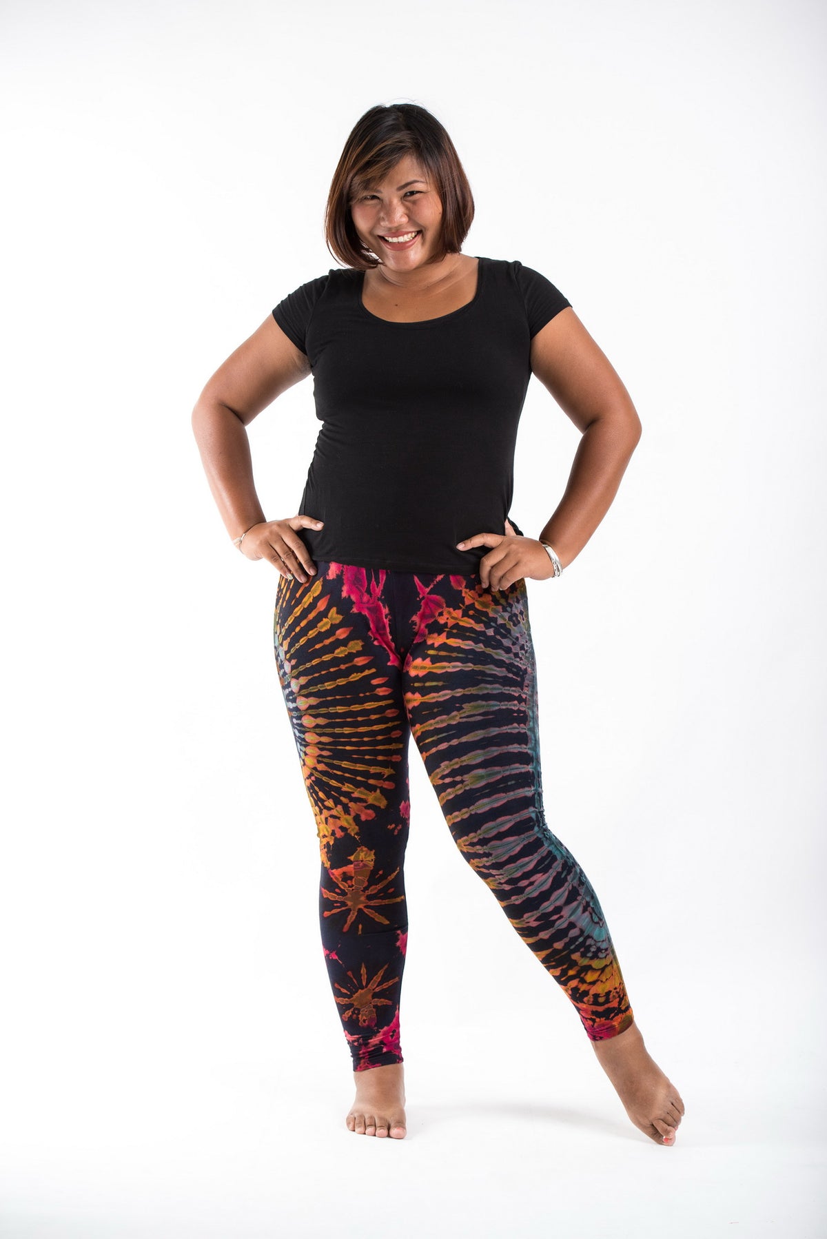 PLUS SIZE Tie Dye Leggings in Festival Navy