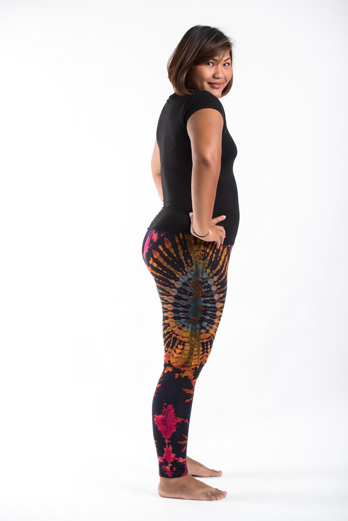 PLUS SIZE Tie Dye Leggings in Festival Navy