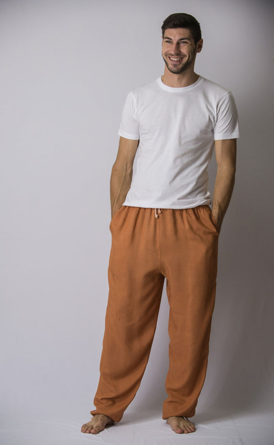 Solid Color Drawstring Men's Yoga Massage Pants in Beige