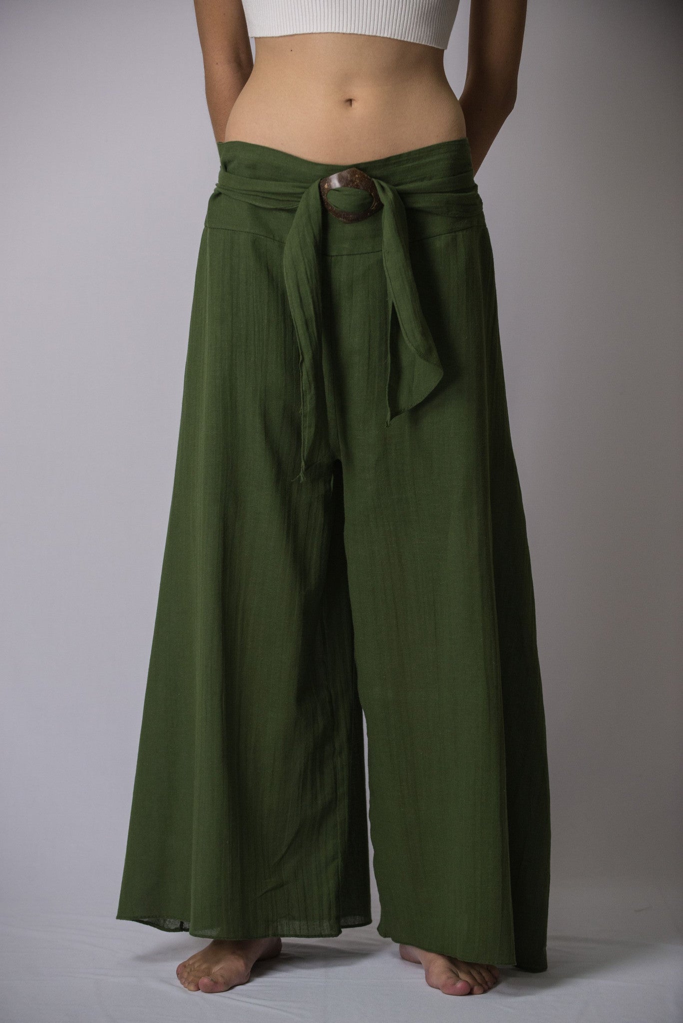 Women's Thai Harem Palazzo Pants in Solid Green – Harem Pants