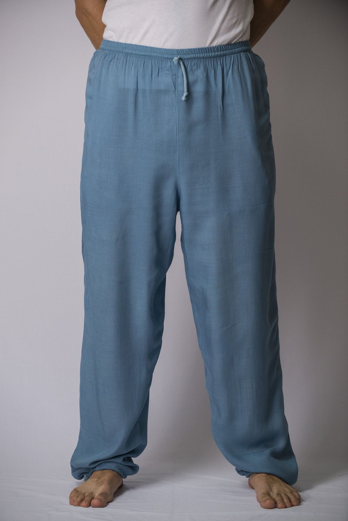 Solid Color Drawstring Men's Yoga Massage Pants in Blue Gray – Harem Pants