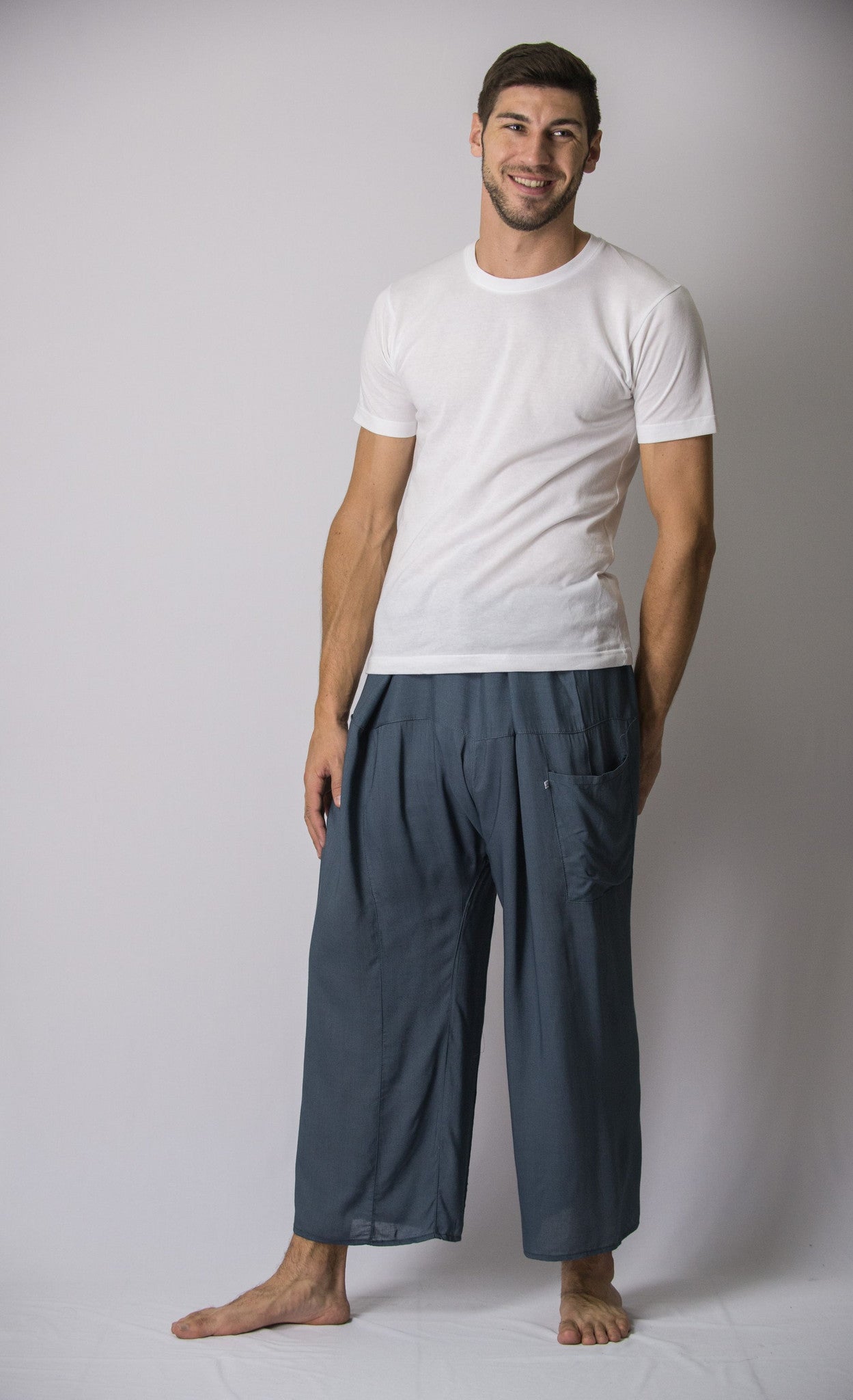 Unisex Thai Fisherman Pants in Blue Gray