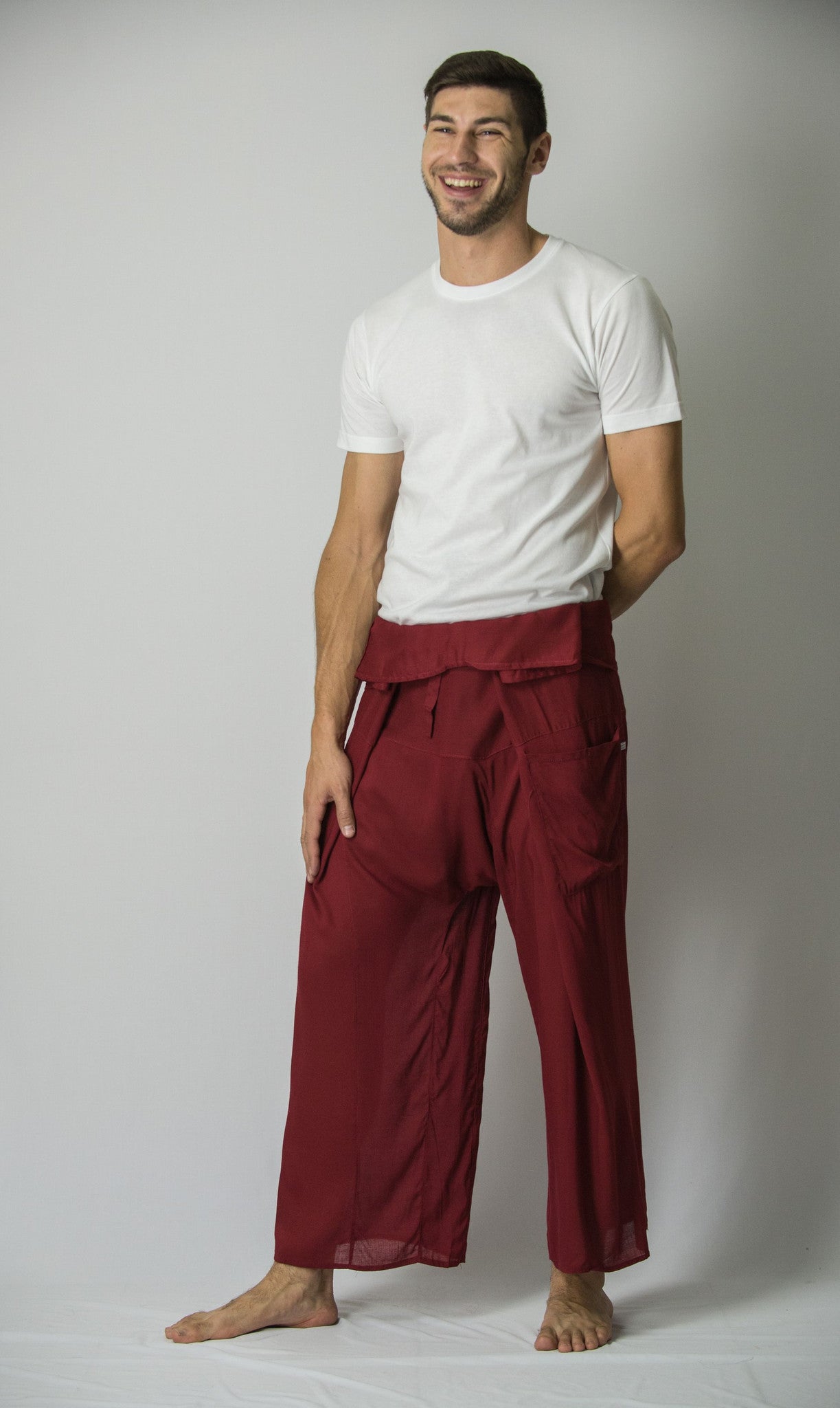 Unisex Thai Fisherman Pants in Burgundy