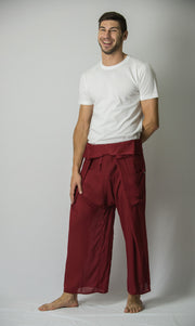 Unisex Thai Fisherman Pants in Burgundy