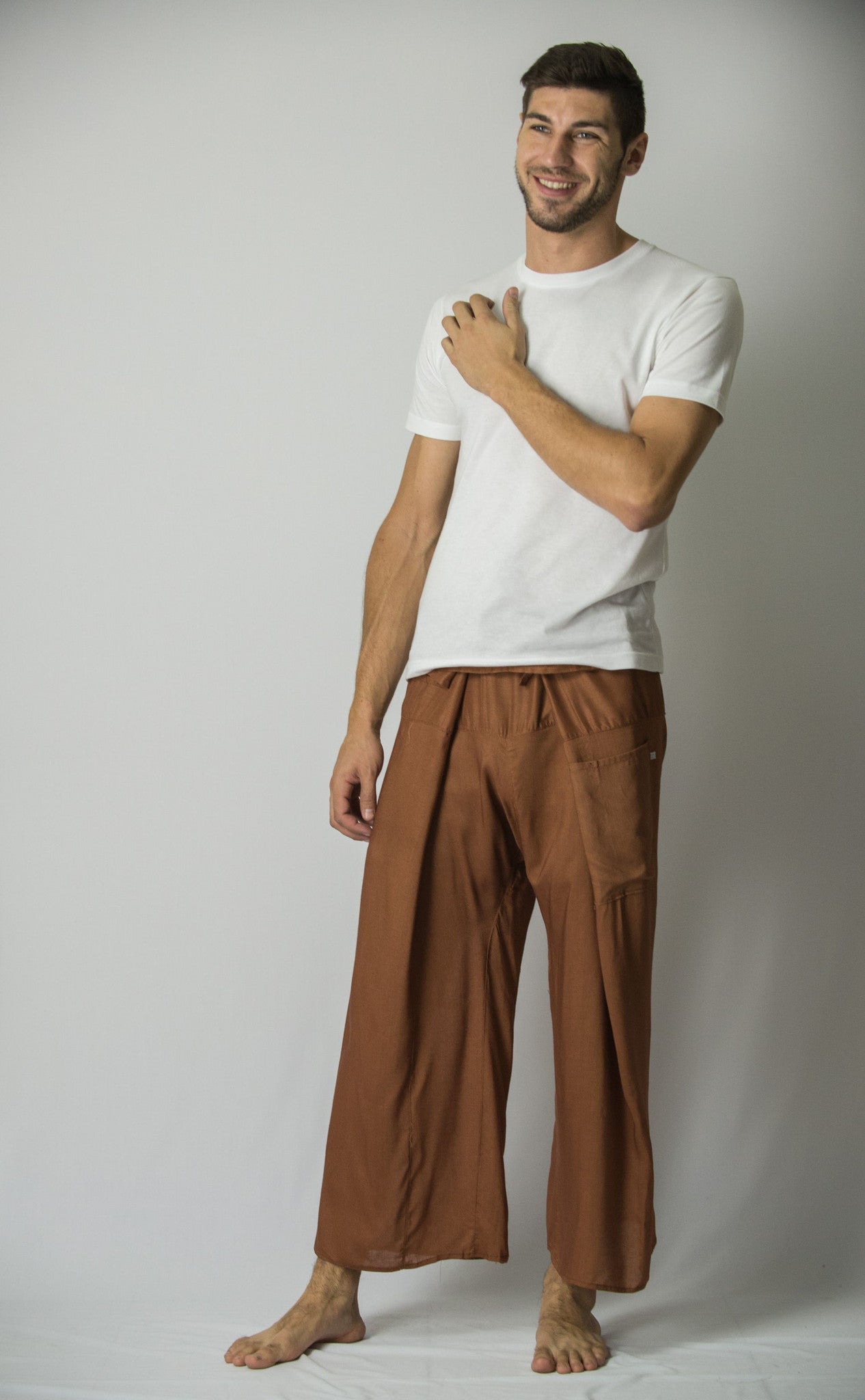 Unisex Thai Fisherman Pants in Brown