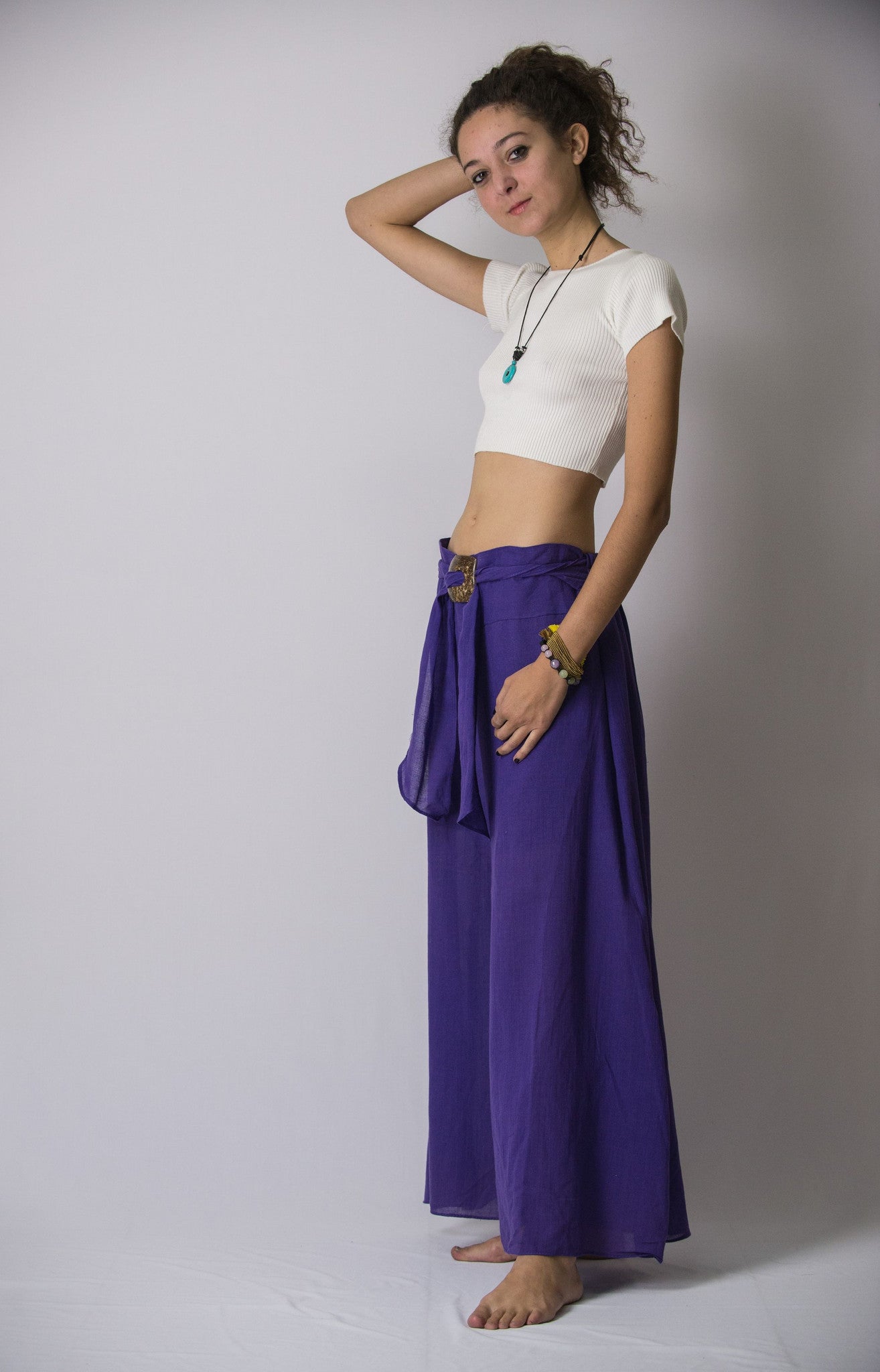 Women's Thai Harem Palazzo Pants in Solid Violet