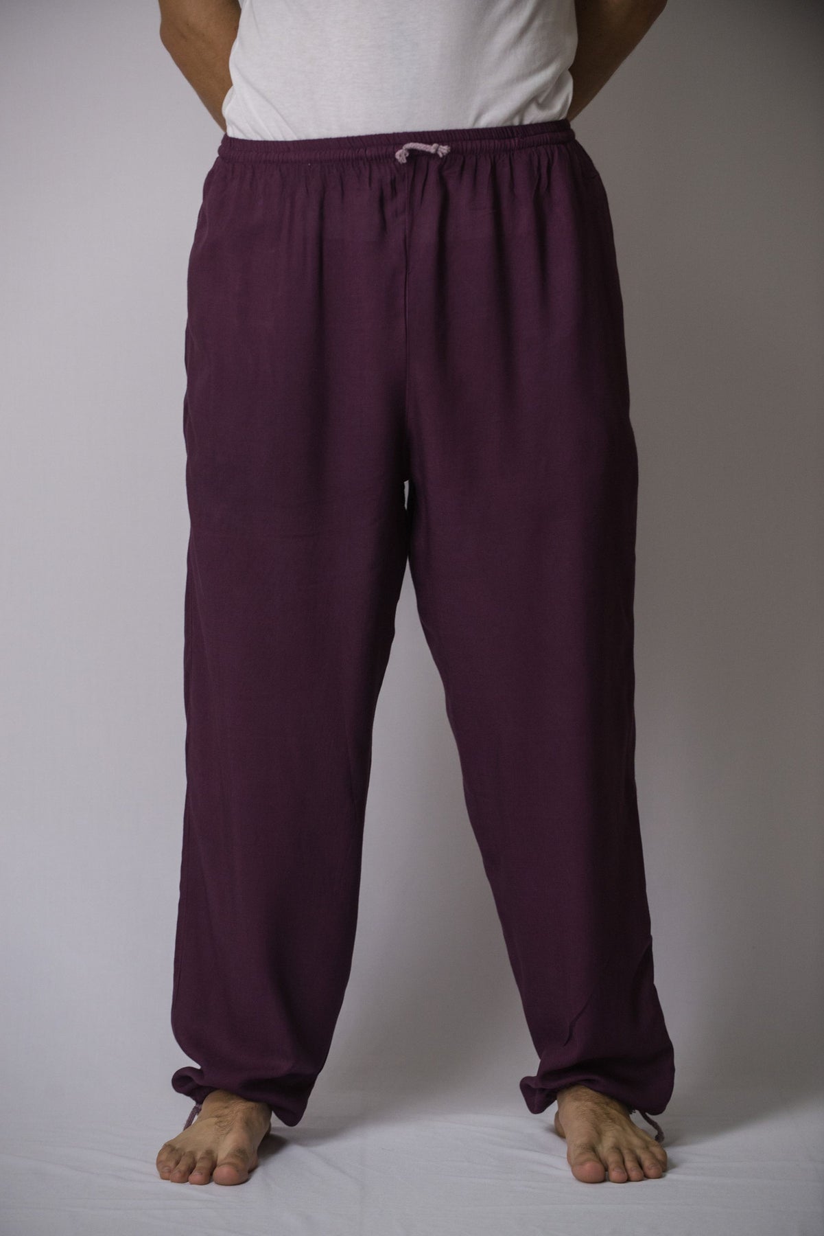 Solid Color Drawstring Men's Yoga Massage Pants in Dark Purple – Harem ...