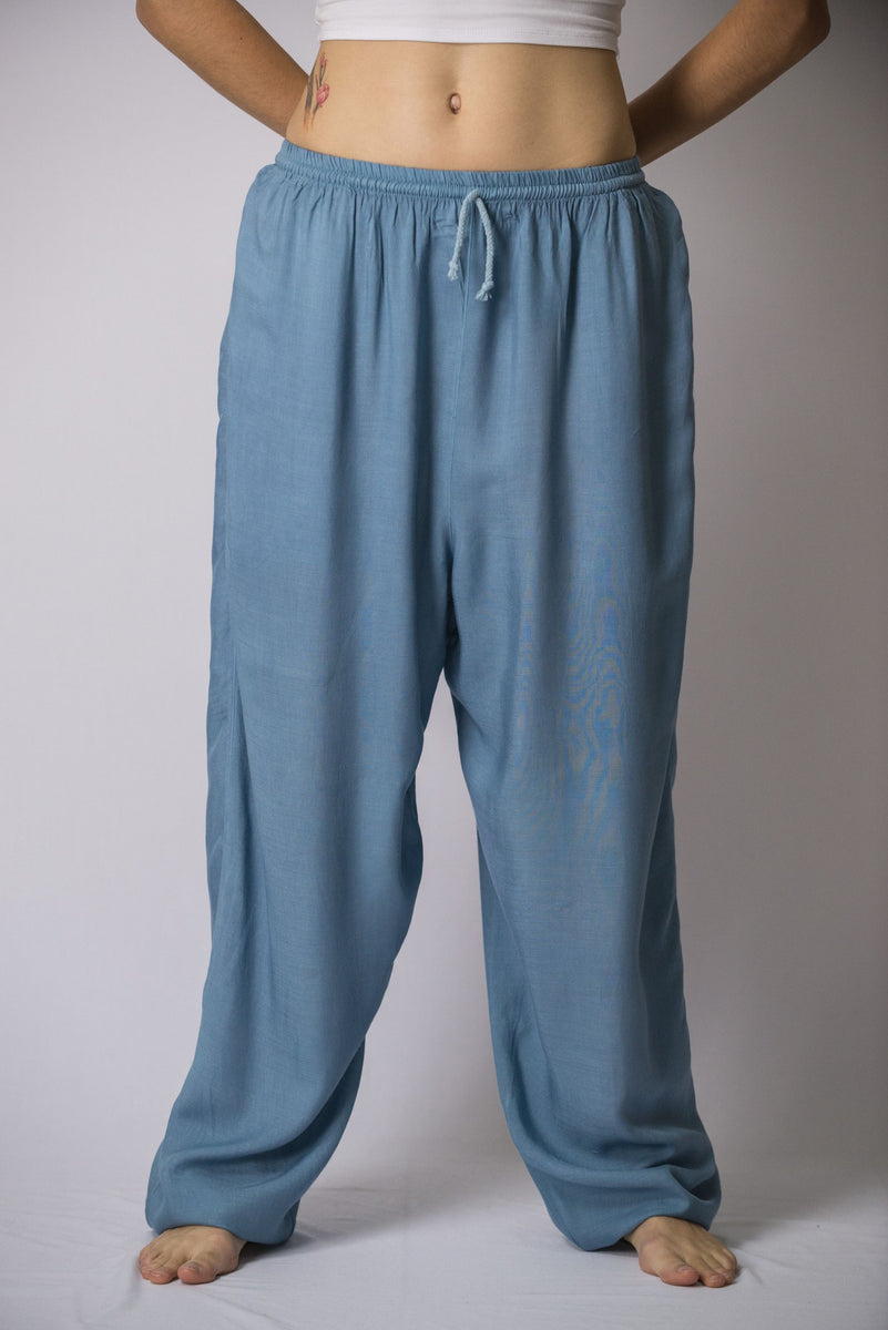 Solid Color Drawstring Women's Yoga Massage Pants in Blue Gray – Harem ...