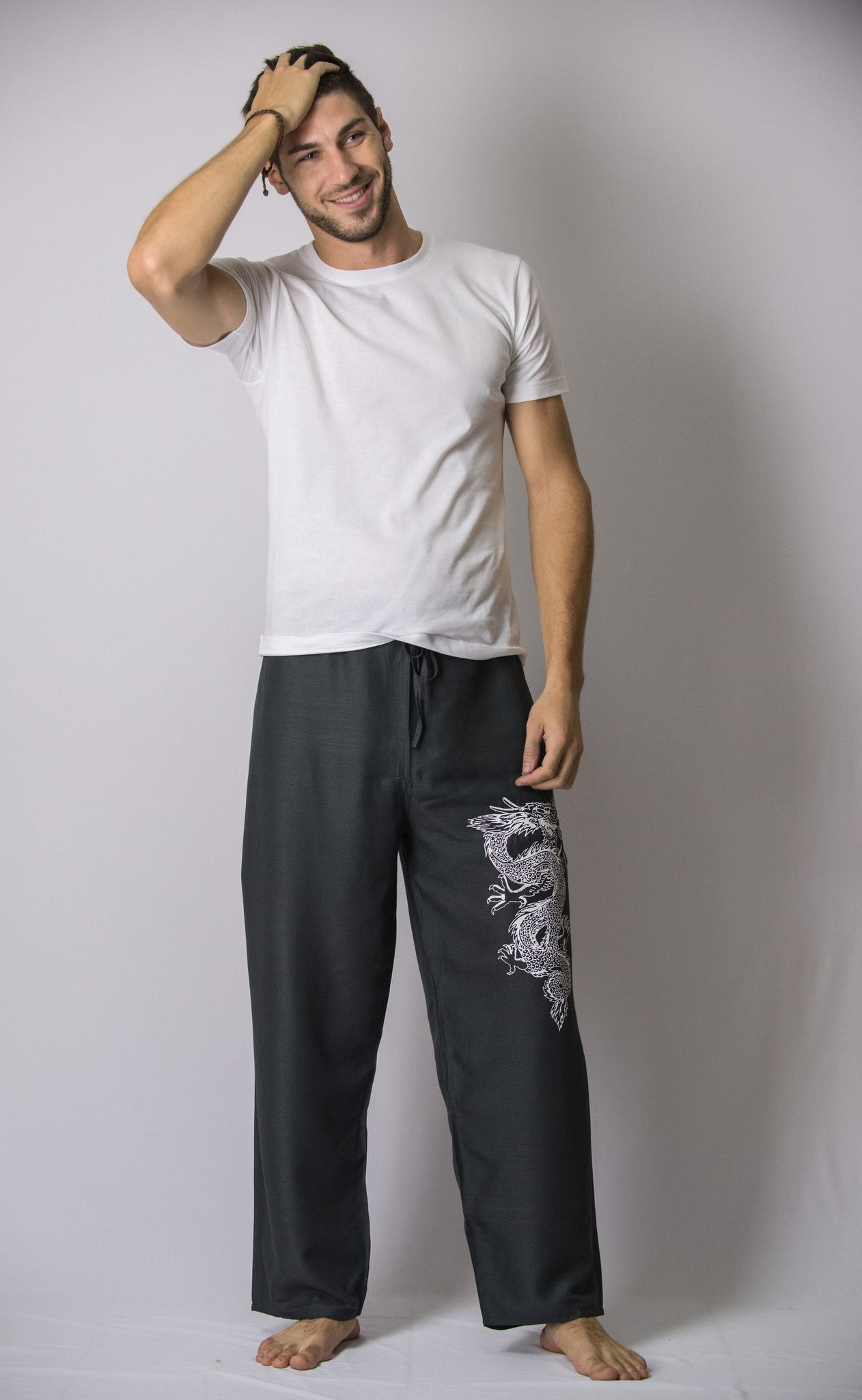 The Dragon Men's Thai Yoga Pants in Gray