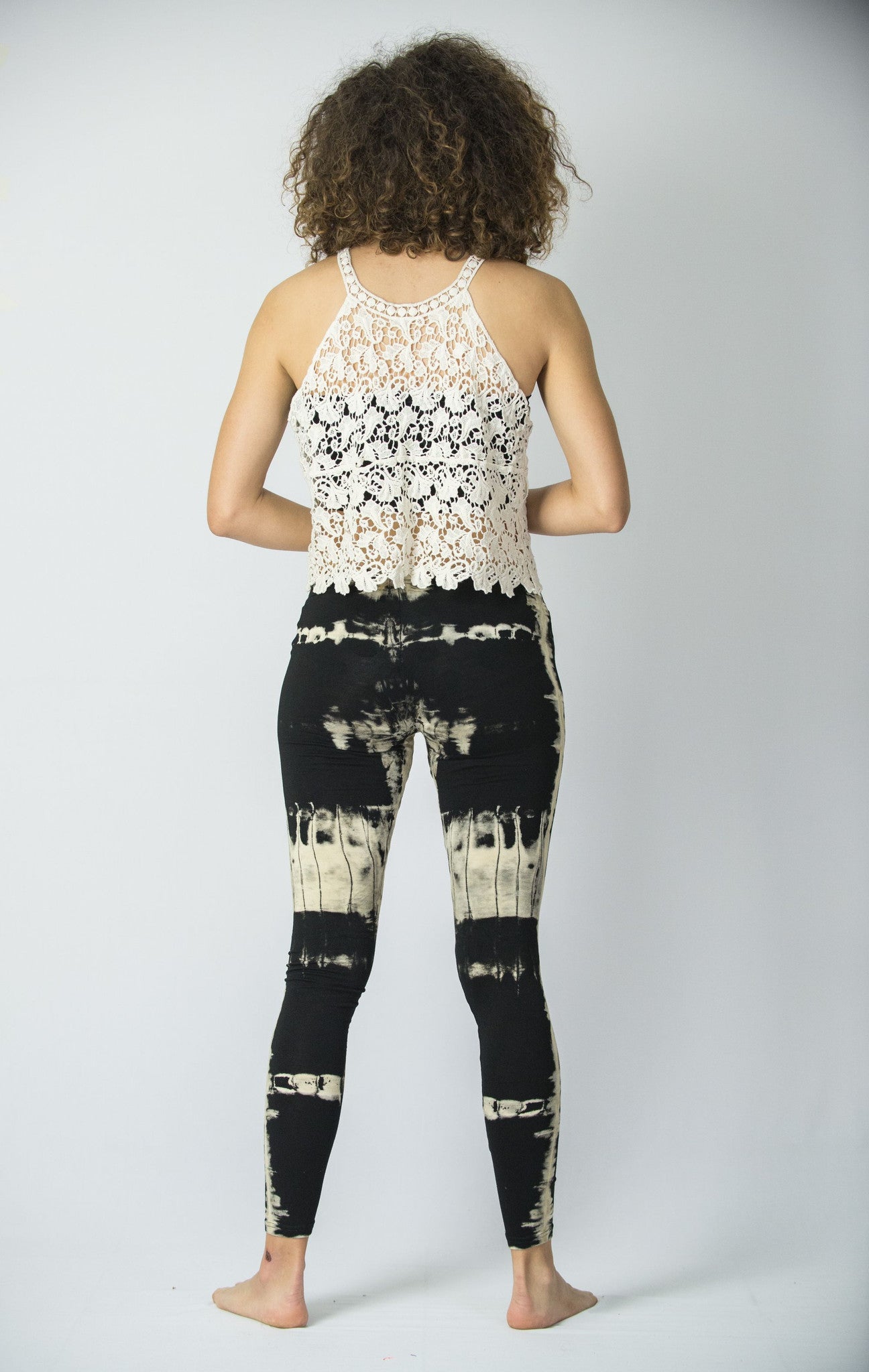 Patch Dye Tie Dye Cotton Leggings in Black/White