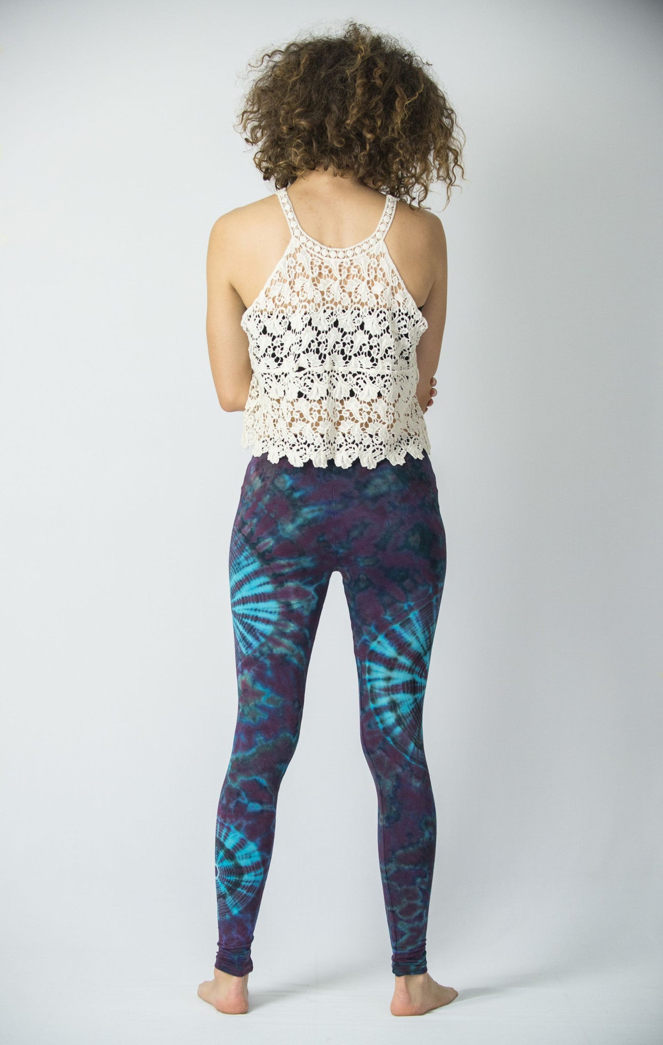 Swirls Tie Dye Cotton Leggings in Indigo