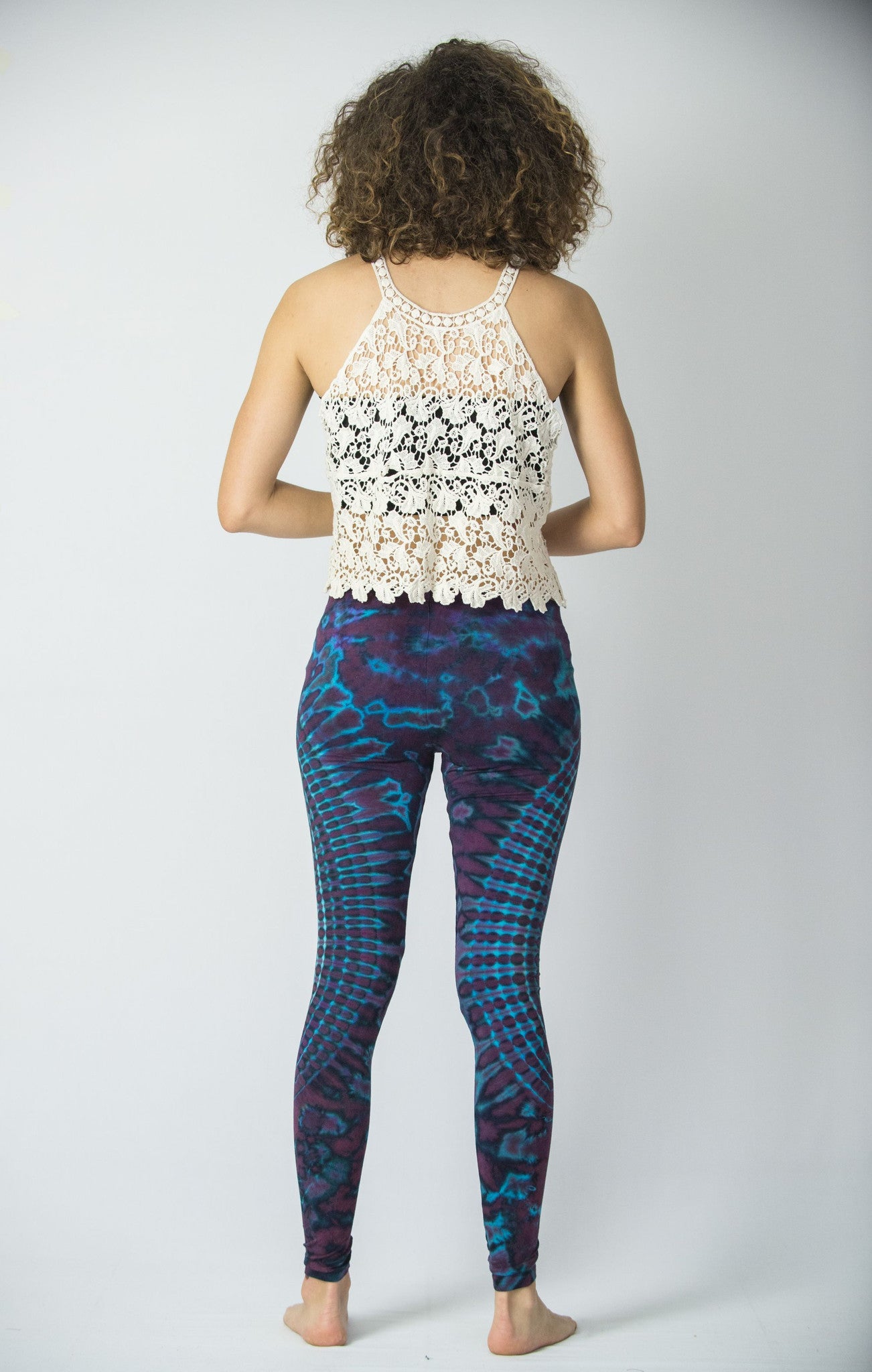 Oval Swirls Tie Dye Cotton Leggings in Indigo