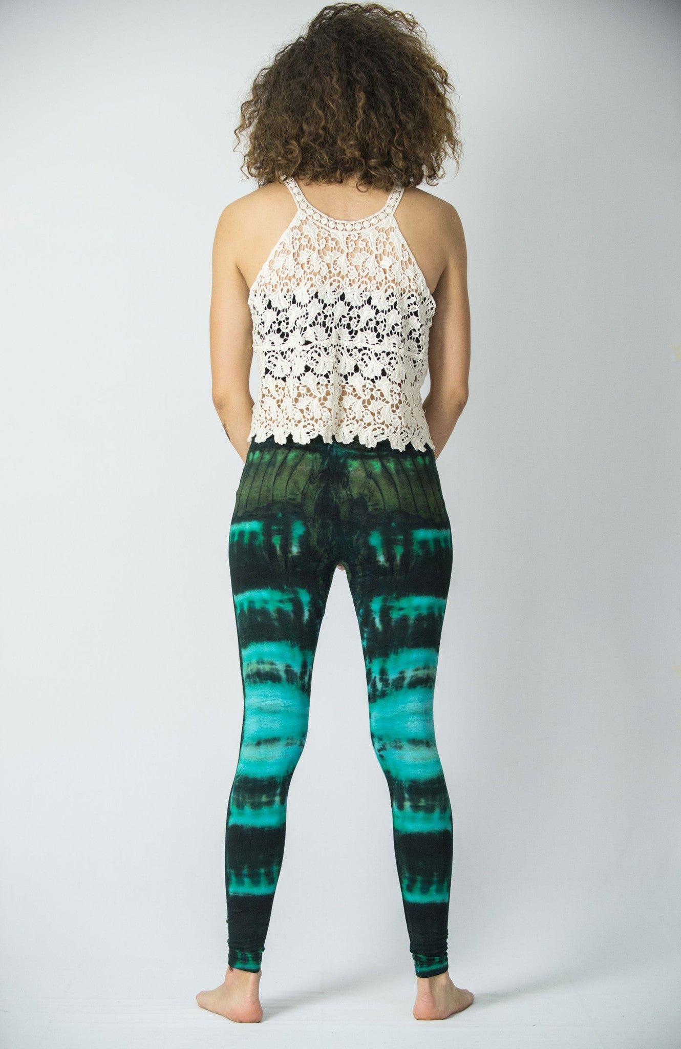 Patch Dye Tie Dye Cotton Leggings in Turquoise