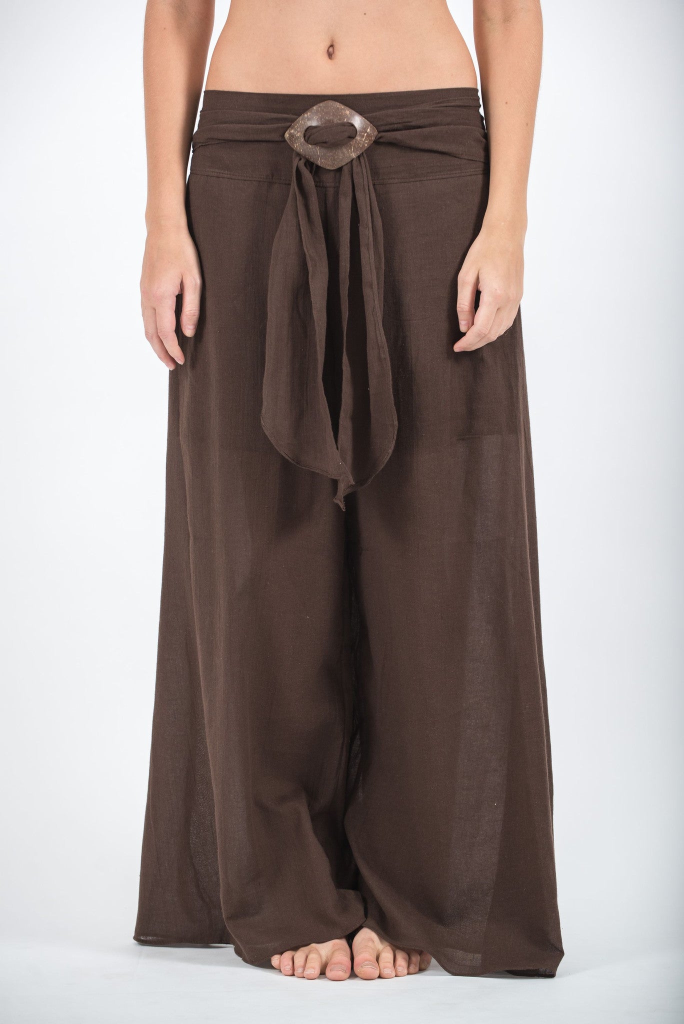 Women's Thai Harem Palazzo Pants in Solid Brown