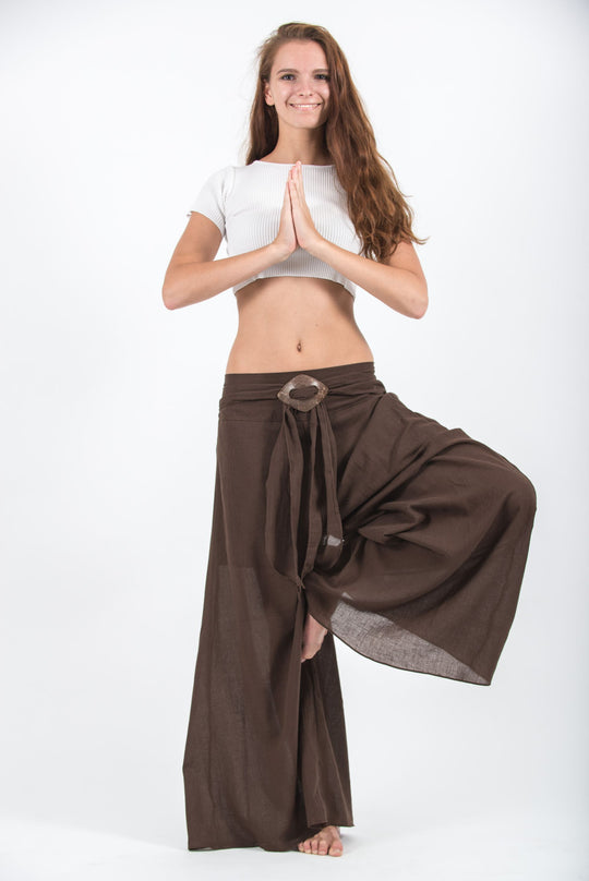 Women's Thai Harem Palazzo Pants in Solid Brown