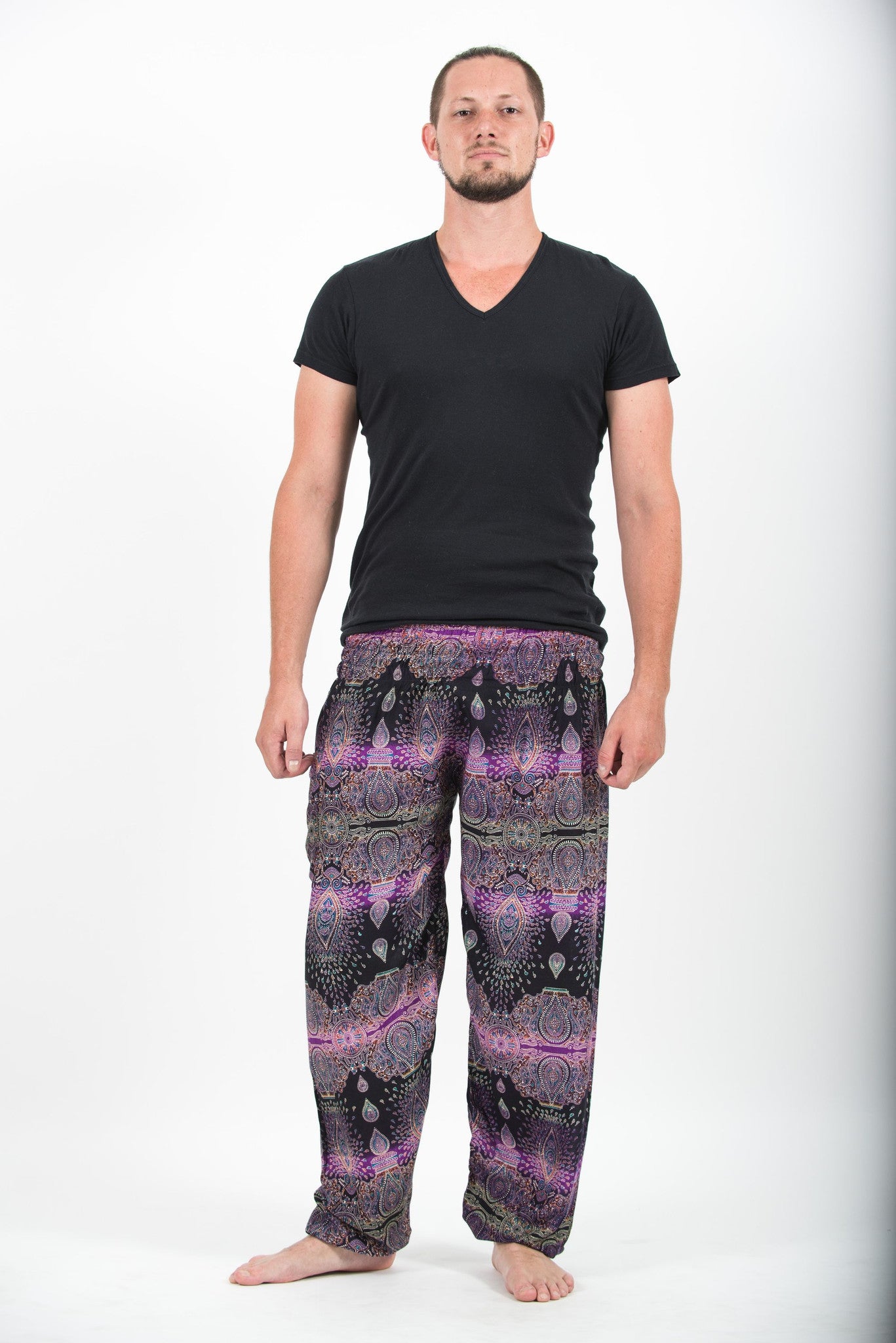 Paisley Men's Harem Pants in Purple
