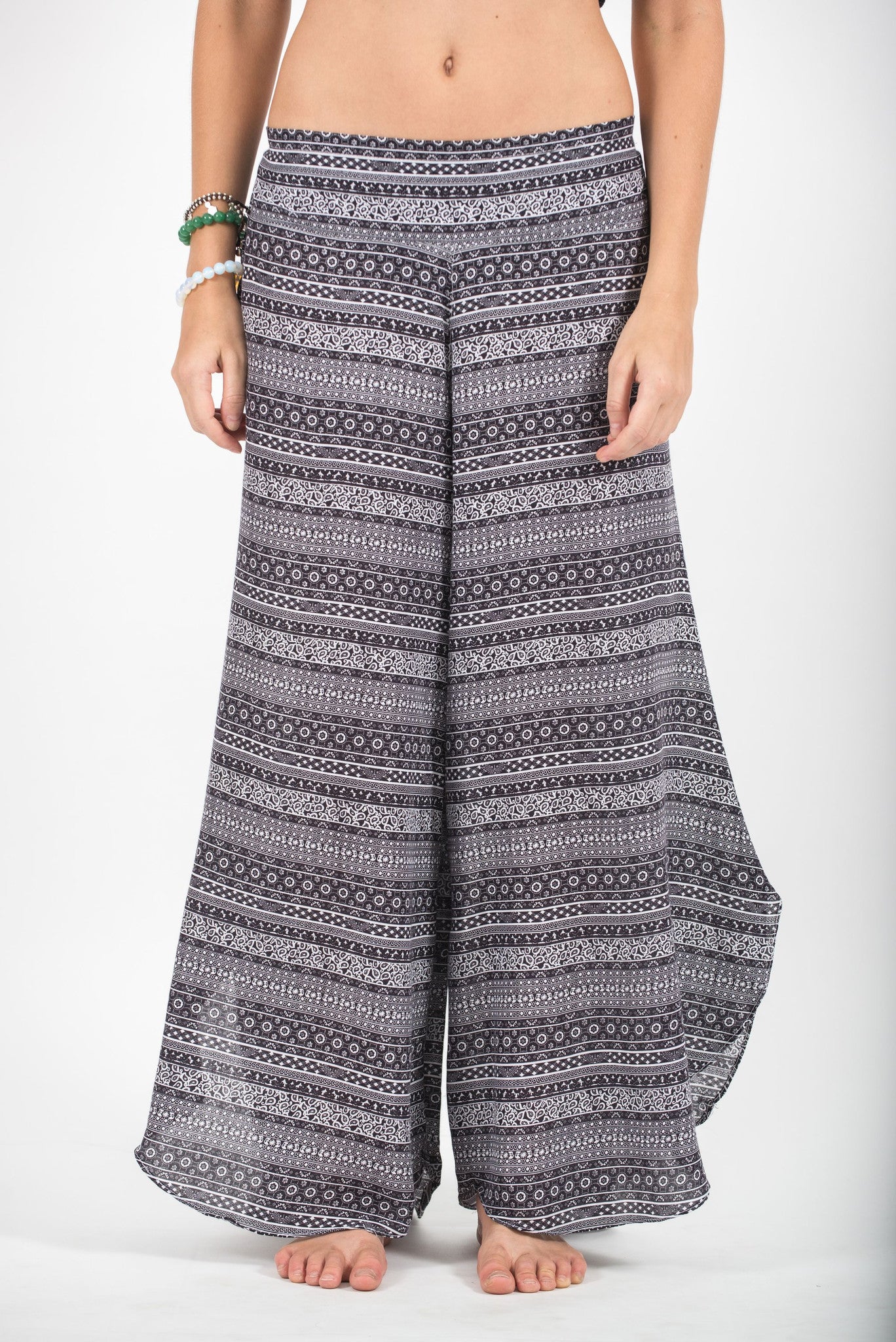 Aztec Stripes Palazzo Style Harem Pants in Black