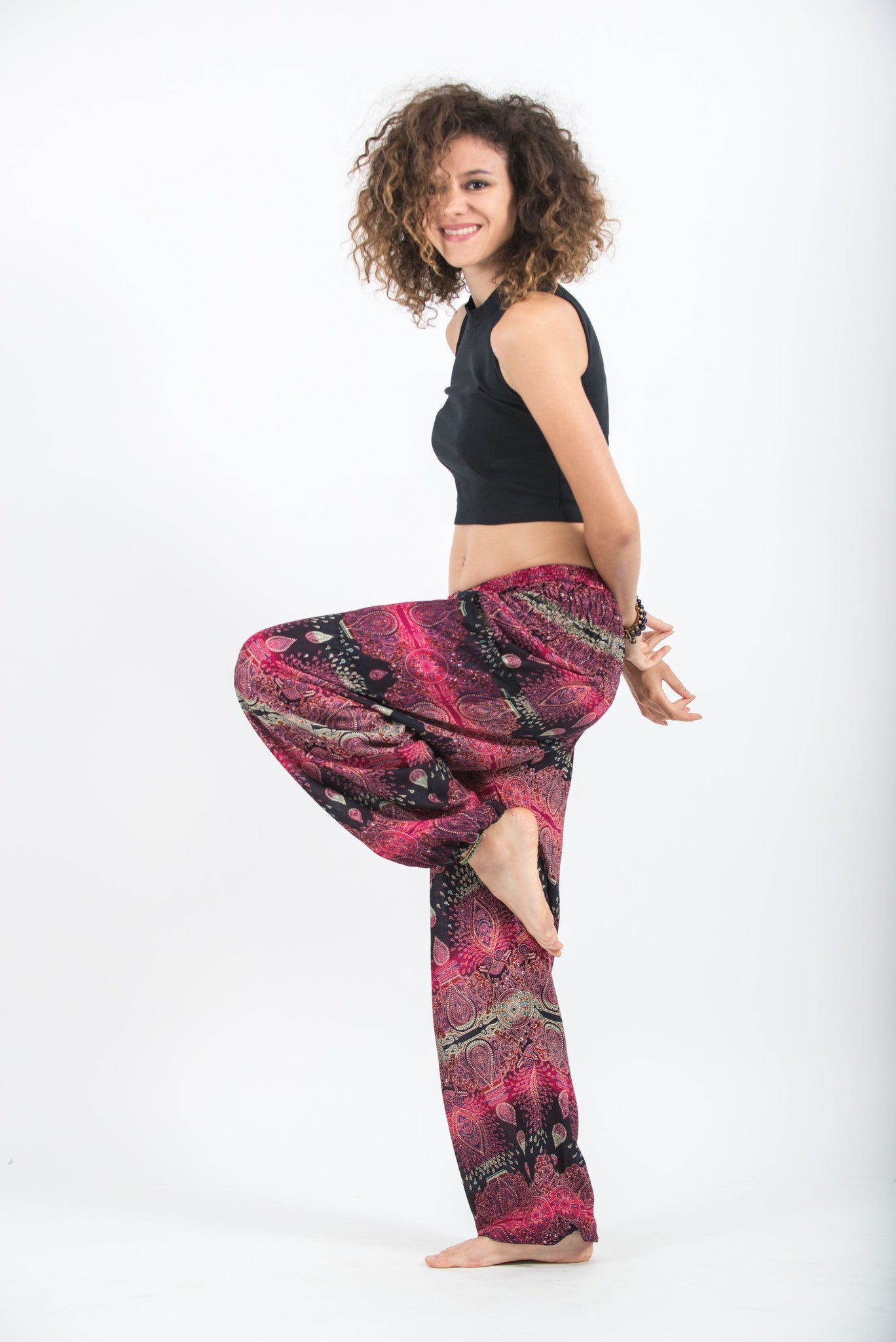 Paisley Women's Harem Pants in Pink
