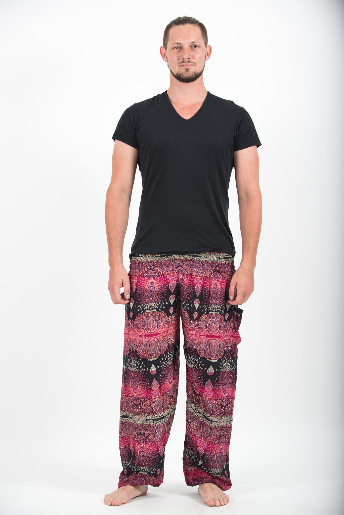 Paisley Men's Harem Pants in Pink