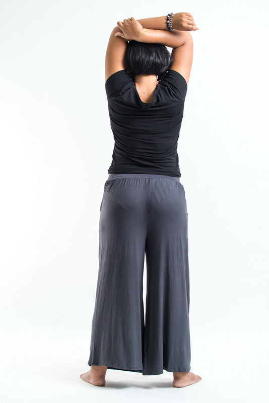 Plus Size Soft Flex Wide Leg Pants in Solid Gray