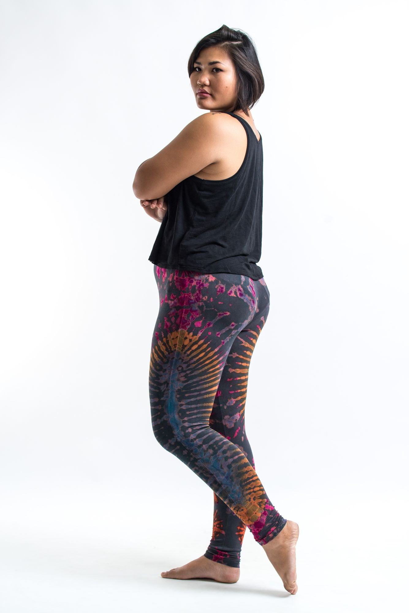 PLUS SIZE Tie Dye Leggings in Festival Gray