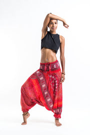 Tribal Chakras 2-in-1 Jumpsuit Harem Pants in Red