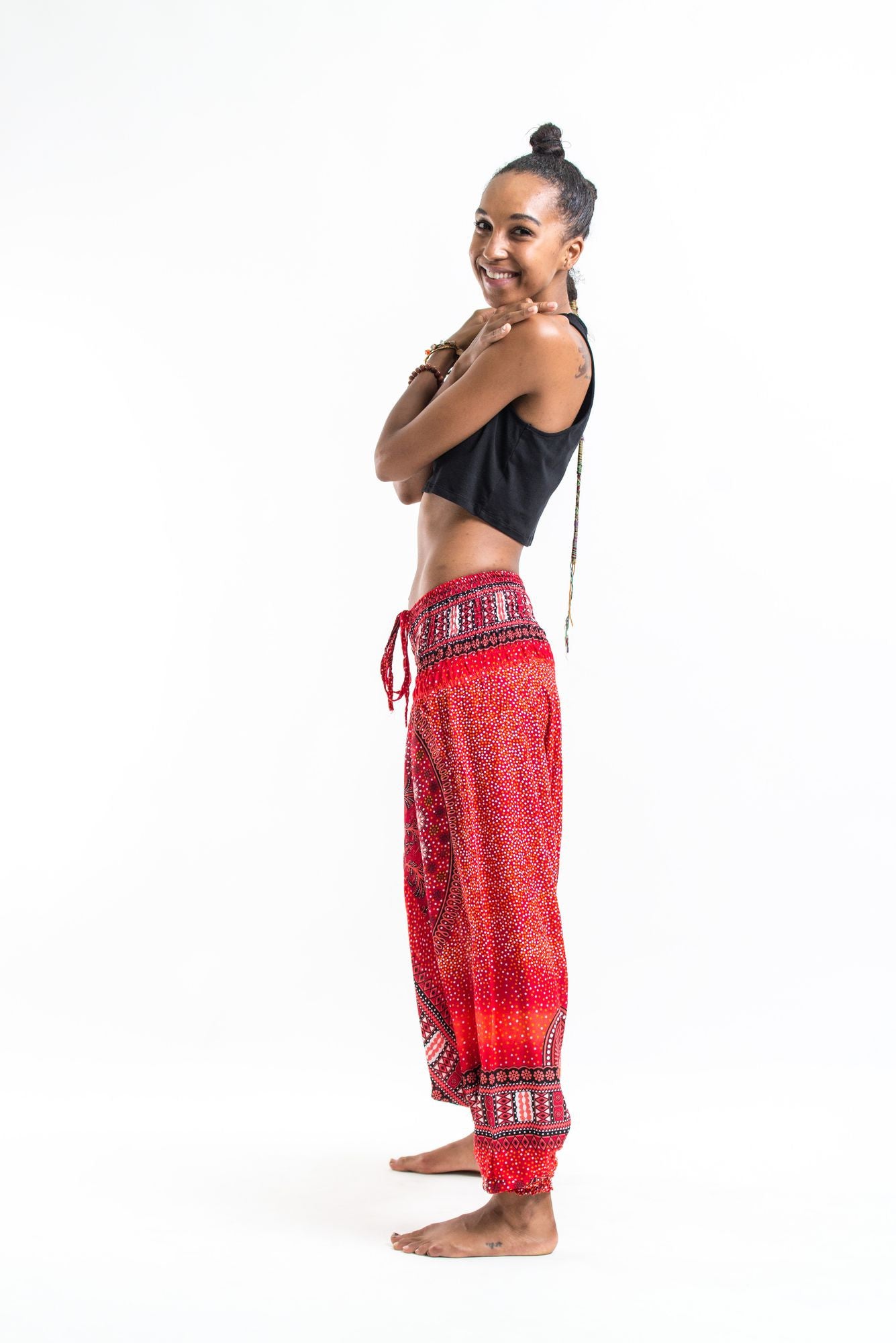 Tribal Chakras 2-in-1 Jumpsuit Harem Pants in Red