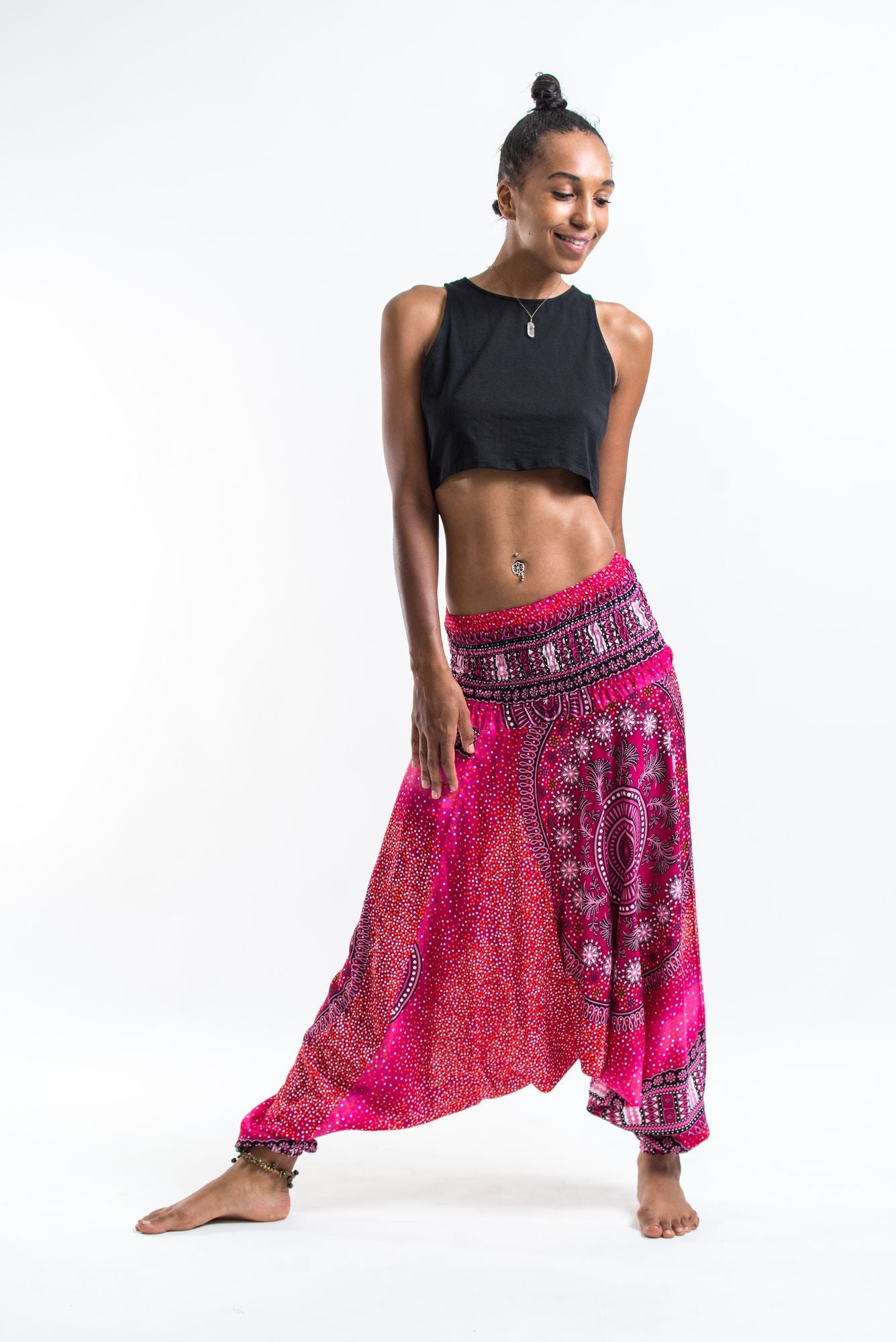 Tribal Chakras 2-in-1 Jumpsuit Harem Pants in Pink