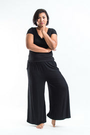 Plus Size Soft Flex Wide Leg Pants in Solid Black