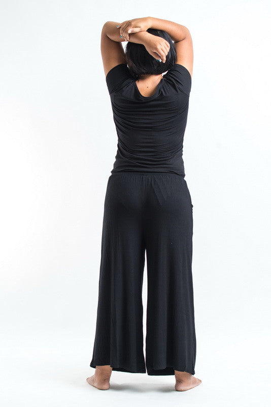 Plus Size Soft Flex Wide Leg Pants in Solid Black