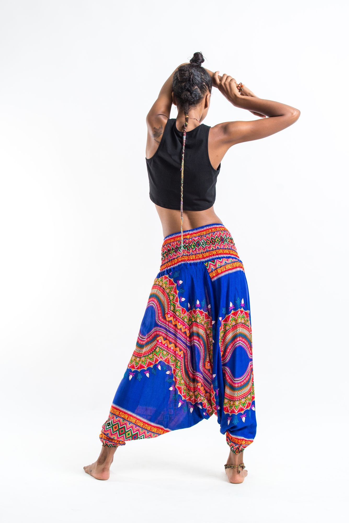 Dashiki Prints 2-in-1 Jumpsuit Harem Pants in Blue