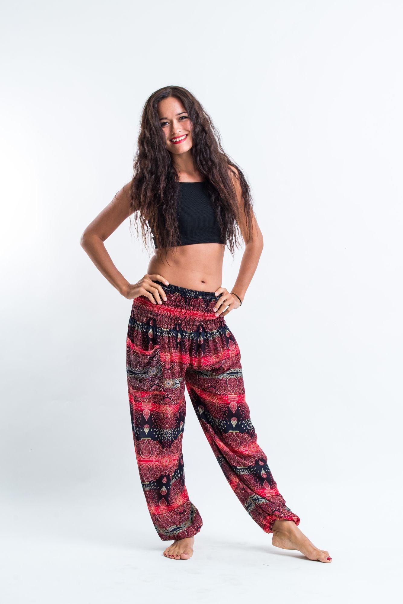 Paisley Women's Harem Pants in Red