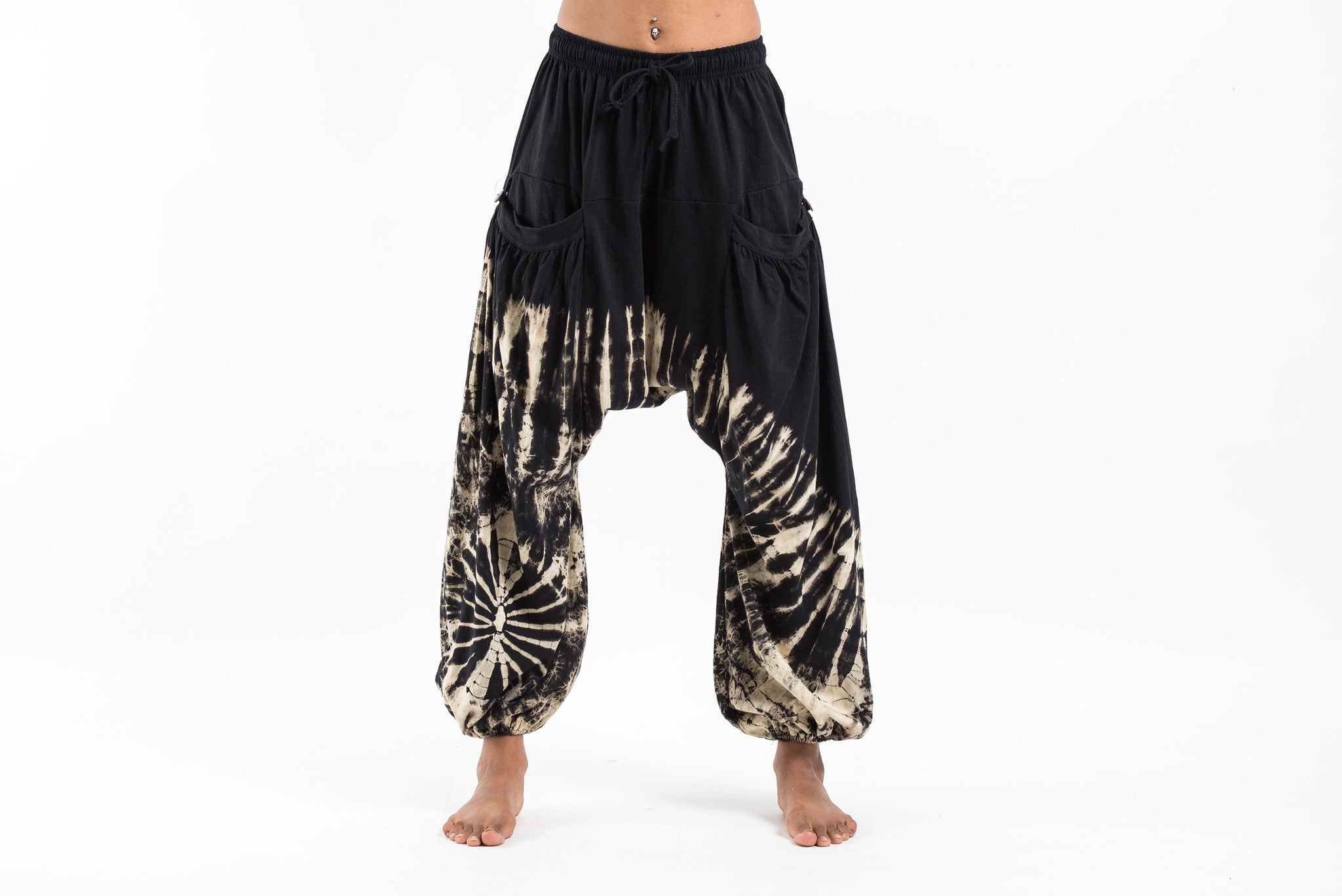 Plus Size Women Vintage Autumn Tie-dye Ramie Harem Pants