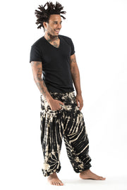 Tie Dye Cotton Men Harem Pants in Black White