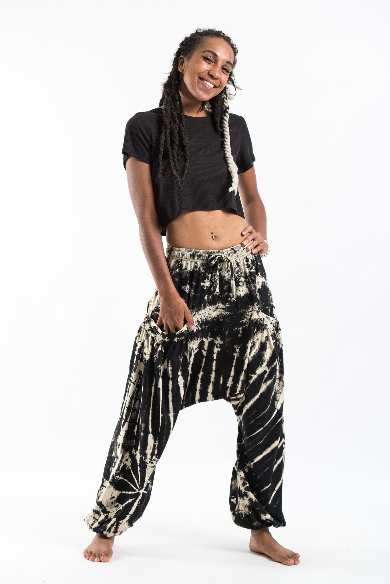 harem pants high cut black