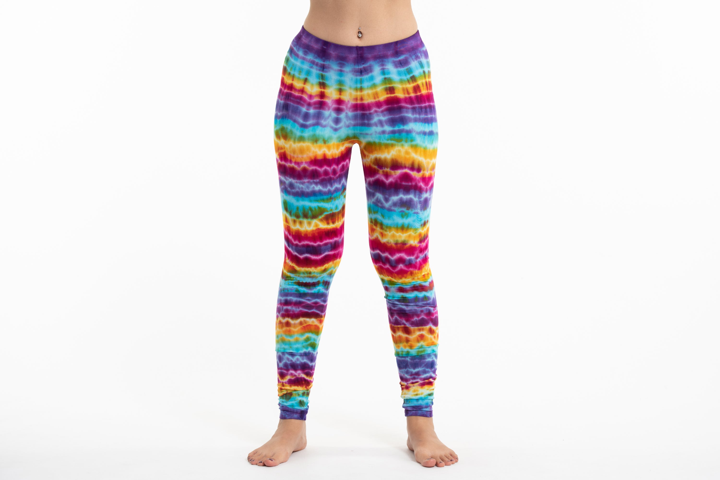 Melting Stripes Tie Dye Cotton Leggings in Sugar Rainbow