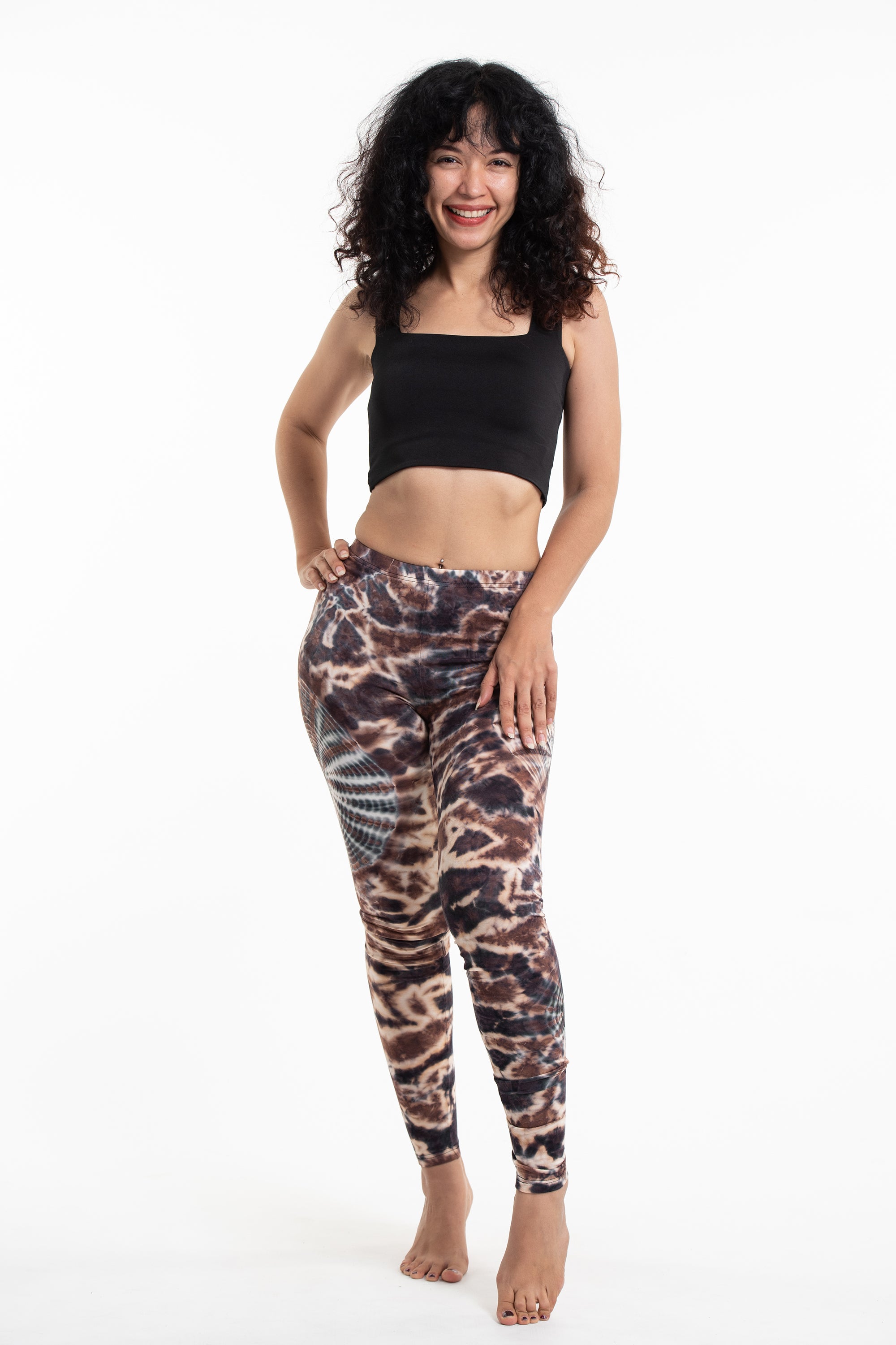 Plus Size Patch Dye Tie Dye Cotton Leggings in Black White – Harem