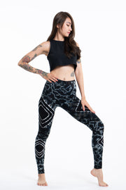Diamond Tie Dye Cotton Leggings in Black