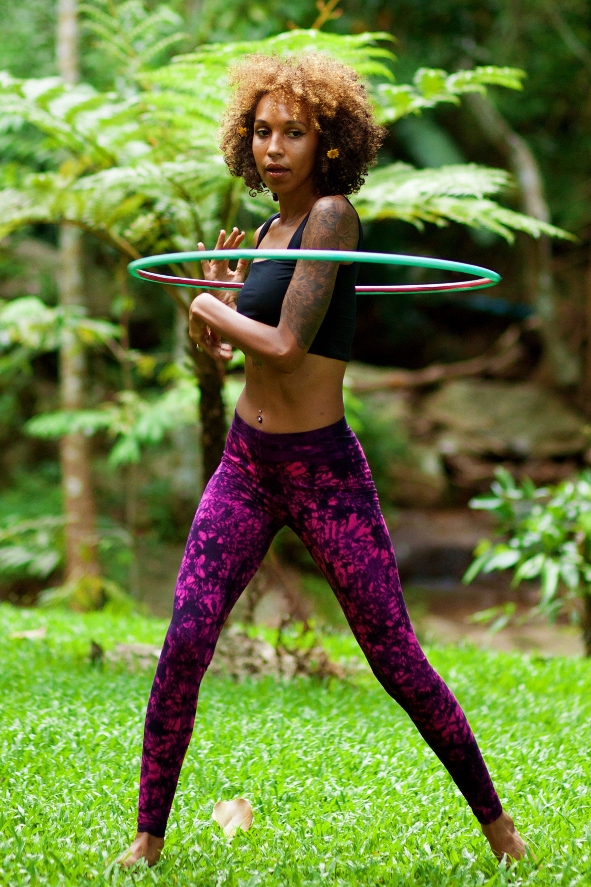 Shatter Tie Dye Cotton Leggings in Magenta